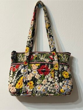 Vera Bradley Poppy Field Floral Quilted Shoulder Bag with Multicolor Strap